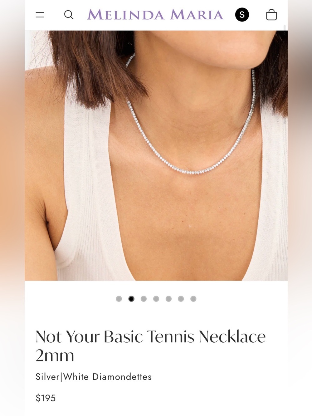 Melinda Maria White Diamondette Tennis Necklace, 16” - Picture 5 of 5